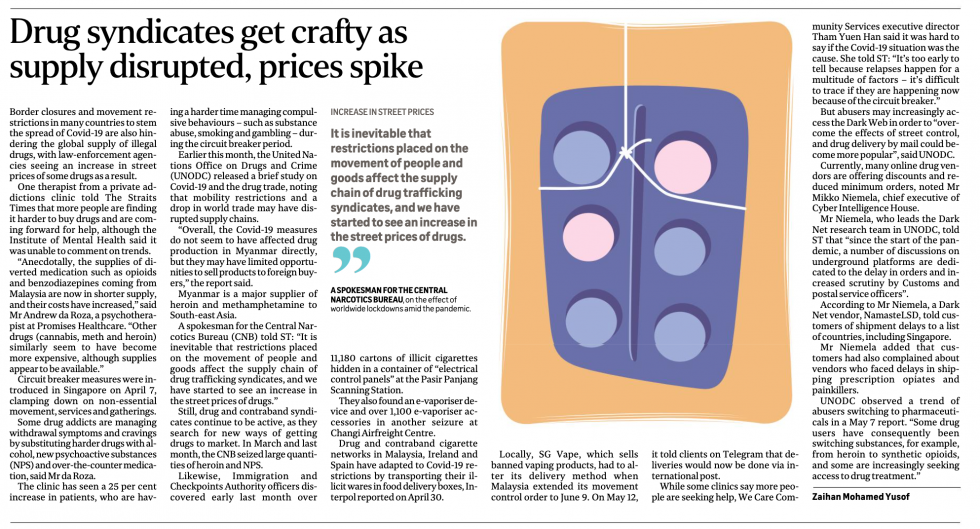 Straits Times Interview: “Drug Syndicates Get Crafty As Supply Disrupted, Prices Spike”